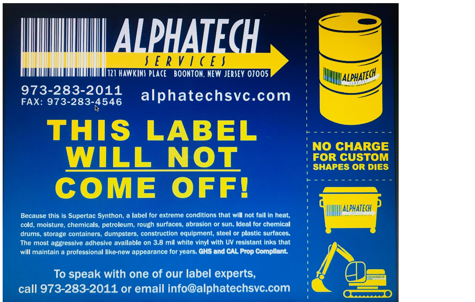 Alphatech Services Drum Labels